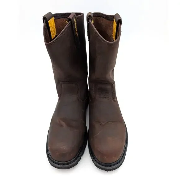 CAT Revolver Steel Toe Work Boots Men's Leather Brown Size US8.5 EU41.5